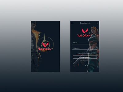 001 Sign Up: Imaginary Mobile Valorant Sign Up page 001 dailyui dailyui 001 dailyuichallenge mobile mobile app mobile app design riot signup page valorant