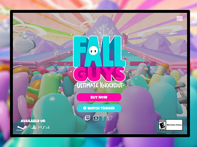 003 Landing Page: Fall Guys 003 dailyui dailyui 003 dailyui003 games ps4games steam video games videogames web