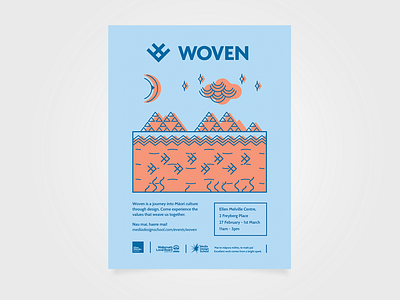 Woven - poster/flyer branding community culture design icons illustration installation art narrative new zealand poster print symbols typography vector