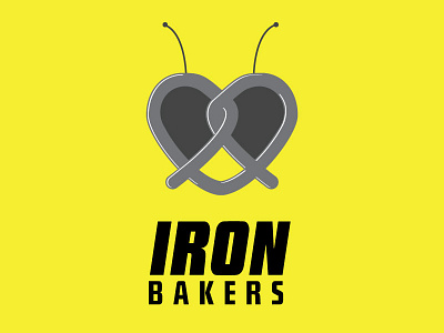Iron Bakers Logo bakery branding color colour insect logo pretzel uni