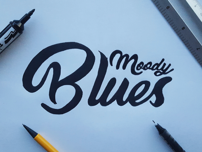 Moody Blues hand lettering brush lettering design type brush typography lettering