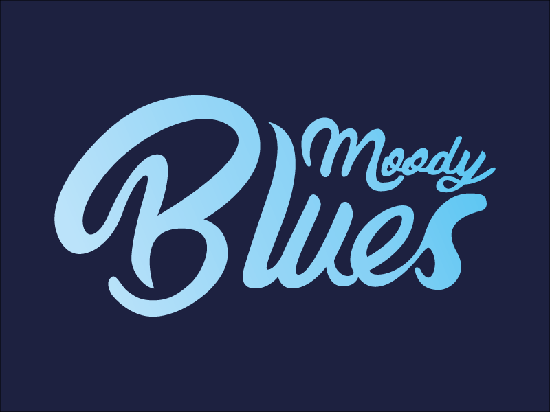 Moody Blues // 2 script blue color calligraphy lettering type vector typography design