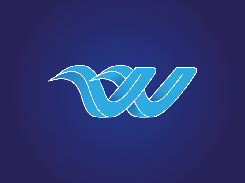 W // Water Sports Logo Concept blue brand waves identity branding vector lettering type icon design logo