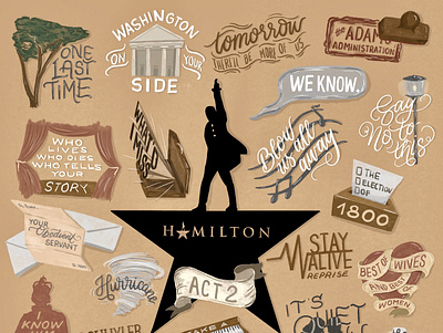 Hamilton Musical Act 2 Song Drawing broadway design illustration lettering songs typography typography design