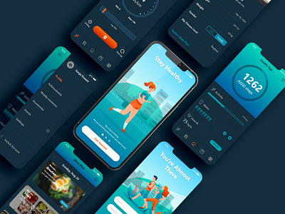 Health App - Dark android app fitness health ios lifestyle meal planner ui ux workout