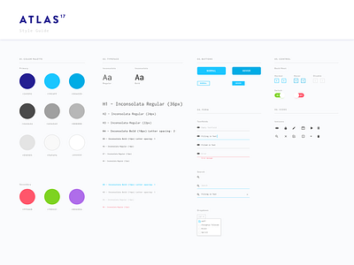 Atlas17 Style Guide colors elements guide icon interface kit logo monospace style style guide typeface ui