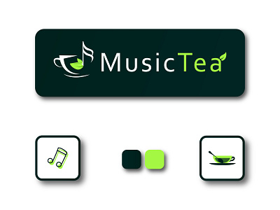 Tea Logo Design branding design flat graphic design green tea logo icon illustration illustrator logo minimal music tea music tea logo tea logo