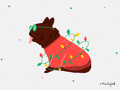 Christmas doggie christmas colorful cute digital art dog dog illustration doggie doggy dogies draw drawing fun dog illustration painting pug puppy