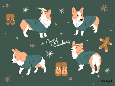 Christmas Corgi Dogs
