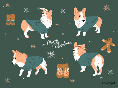 Christmas Corgi Dogs adorable animal background cake card cartoon celebration christmas background christmas corgi christmas dog collection corgi dog corgi puppy costume cute december decoration dog doggy drawing