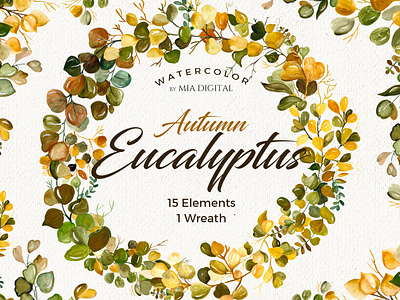 Watercolor Eucalyptus Clipart- Watercolor Eucalyptus Branches