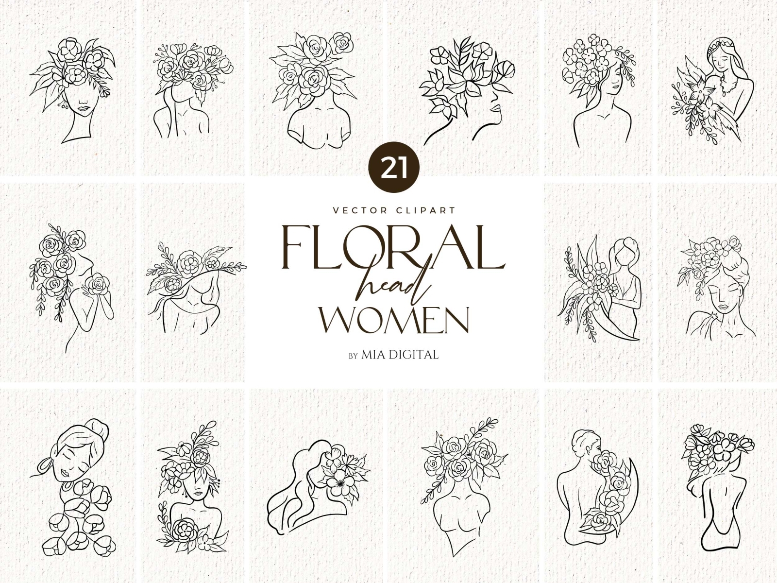 Floral Head Women Svg Clip Art By Mia Digital On Dribbble 4542