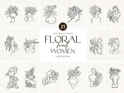 Download Floral Head Women Svg Clip Art By Mia Digital On Dribbble