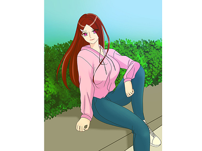 Female Character character comic comic art girl character indonesian pink red hair tomboy webtoon