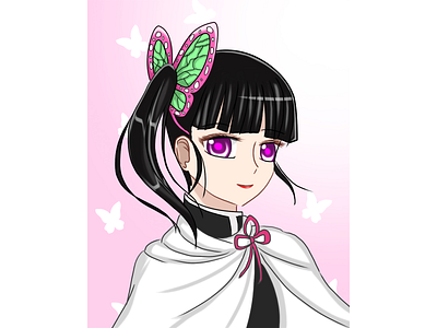 Demon Slayers Kanao blackhair butterfly character demon slayer girl character kawaii kawaii art pinky