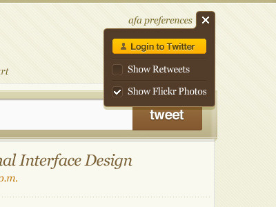 A Feed Apart Preferences Panel a feed apart brown design interface ux website