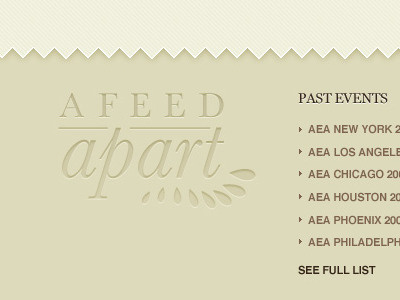 A Feed Apart Footer a feed apart design interface tan ux website
