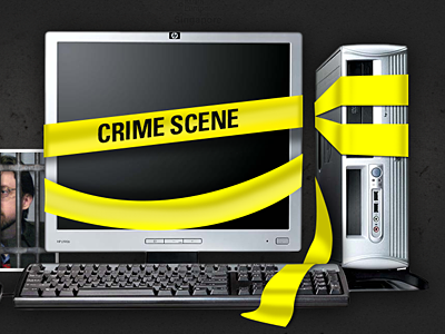 Crime Scene computer graphic icon yellow