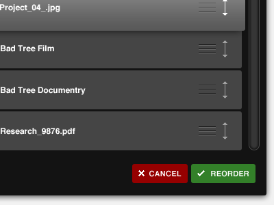 SSC Reorder UI - Close up