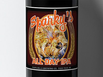 Sparky's All Day IPA beer bottle label packaging