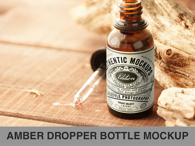 Amber dropper bottle PSD Mockup