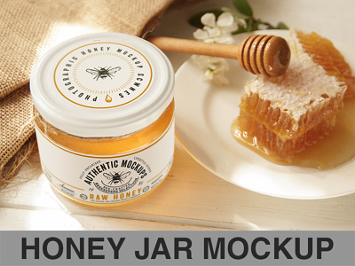 Honey Jar Logo Label PSD Mockup