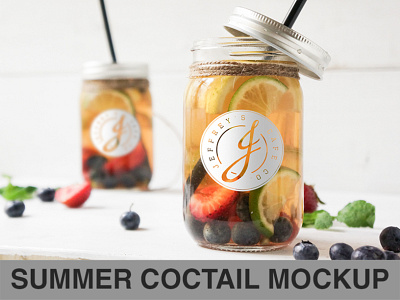 Summer coctail, Ice tea PSD Mockup
