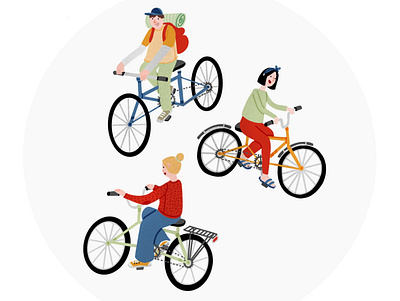 Bikers bike bike ride bikers flat illustration procreate vector