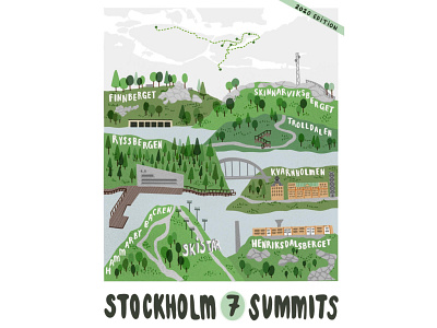 Summits flat illustration map mountains nature procreate sweden
