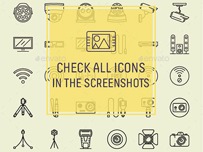 Technology and Device Thin Line Icons