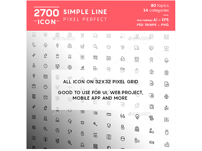 Simple Line Pixel Perfect Icons