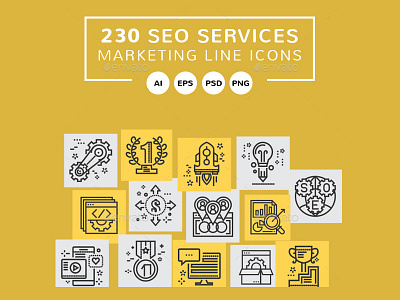 SEO Marketing Line Icons