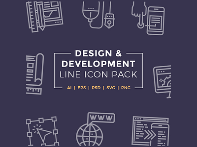 Design and Development Line Icons code database design icons development icons line icons server ui ux