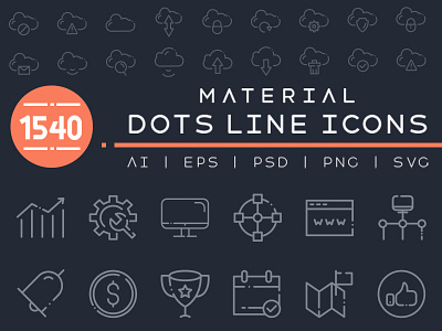 1540 Material Dots Line Icons dot line line icons line minimal material icons minimal icons pixel perfect simple stroke icons thin line icons ui ux