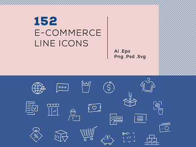 152 Ecommerce Line Icons carts delivery discount e commerce e commerce icons ecommerce line icons marketing sales shipping shop shopping