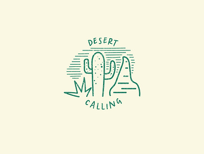 Desert Calling cactus desert design hand drawn illustration line art logo typography vector