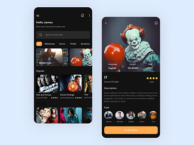 Movie booking app design illustration minimal typography ui uidesign user interface design userinterface