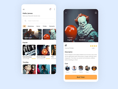 Movie booking app design minimal typography ui uidesign user interface design userinterface