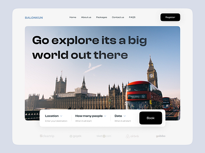 Travel landing page concept branding design illustration logo minimal typography ui uidesign user interface design userinterface