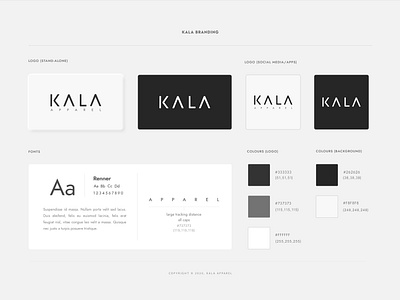 Brand Guideline for KALA Clothing branding design illustration logo vector