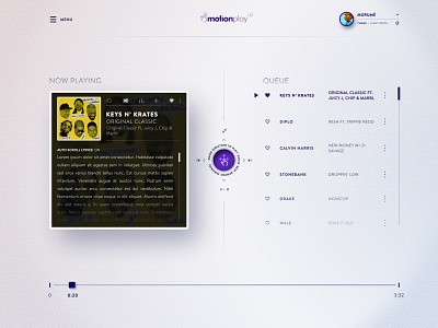 Motion Play v3 - Light Royal - Party Mode affinity designer design figma illustration media player music app music player ui ui design ux ux design web app