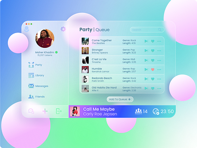 Music Party Listening App Concept app design concept design design challenge desktop application desktop design ui design