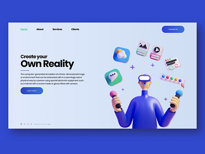 V-Reality Ui designinspiration dribble landingpage ui uidesign uiux uiuxdesigner usamart uxdesign webdesign