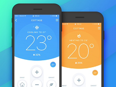 Smart Thermostat Control app design ios iphone mobile thermostat