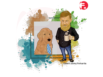 Cartoon Portrait Dog Lover art animation caricature cartoonportrait design doglover gift illustration vector