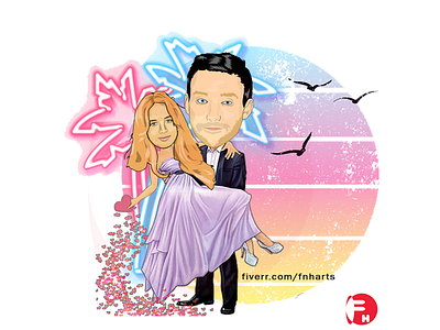 Romantic Couple portrait caricature animation boyfriend caricature cartoonportrait couple couplegoals girlfriend illustration logo love lovegift romantic romanticcouple romanticgift vector