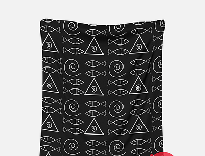 fish triangle pattern design black bag caricature cartoon cartoonportraitdesign fashion fiverr seller pattern design tshirt vector