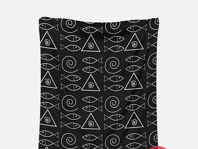 fish triangle pattern design black