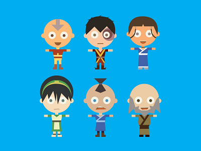 Avatar: The Last Airbender Characters air airbender avatar cartoon character earth elements fire flat icons vector water