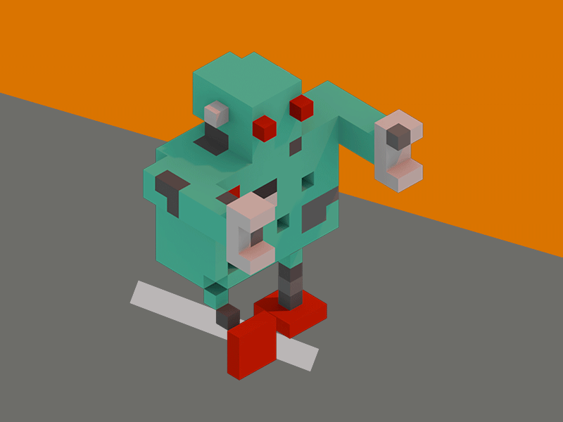 Robot Walks animation game gif indiegame mobile motion npc road robot square voxel